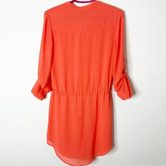 Naked Zebra V-neck Drawstring Tunis Shirt Dress Coral Pink Red Size Small - Picture 13 of 14